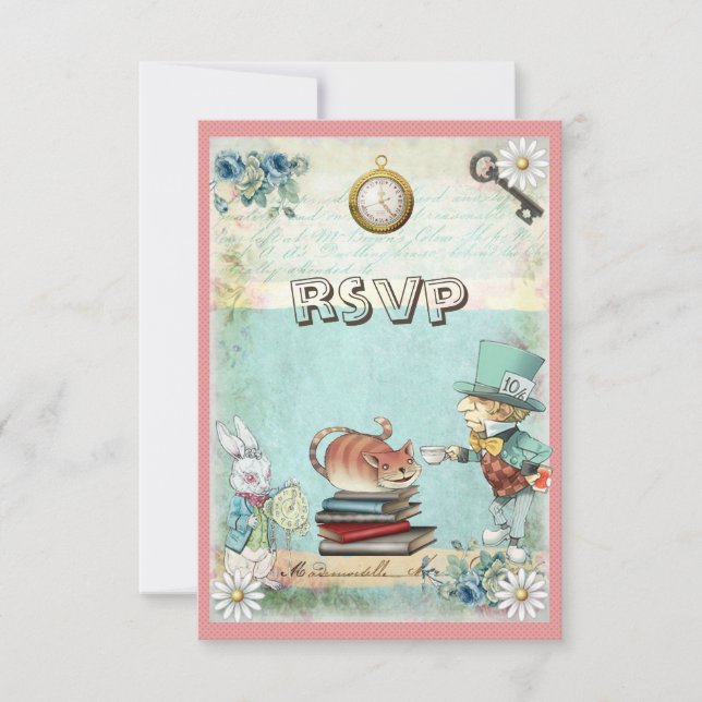 Mad Hatter & Cat RSVP trae un libro de Baby Shower (Anverso)