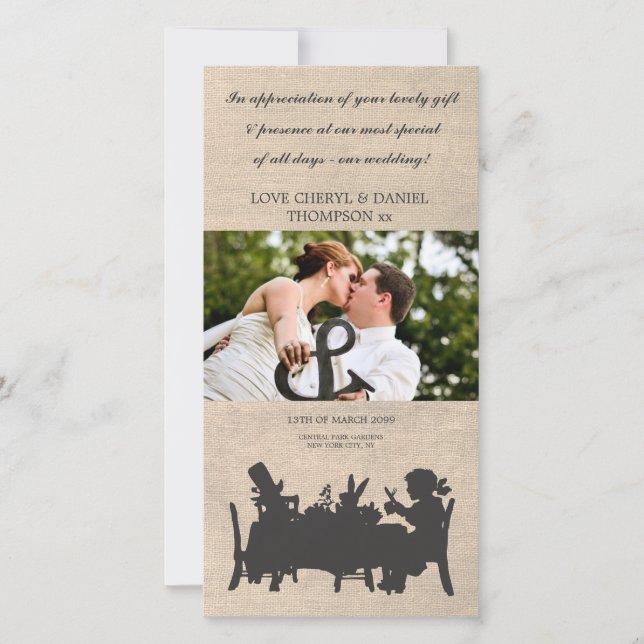 Mad Hatters Tea Fiesta Boda Gracias Tarjeta Fotogr (Anverso)