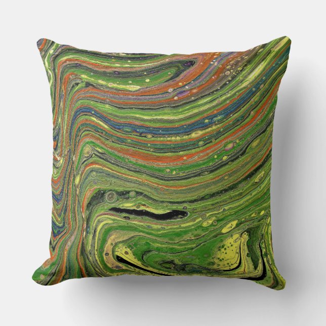 Mad Love 3 Green Stried Abstract Cojín decorativo (Anverso)