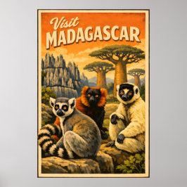 Madagascar - Póster de viaje vintage