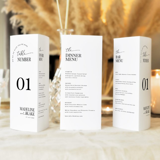 MADDIE Modern Trifold Table Numbers with Menu (Subido por el creador)
