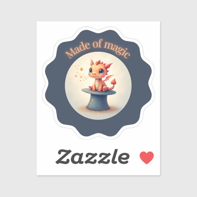 Made of Magic - Pegatina del Dragón Cute (Hoja)