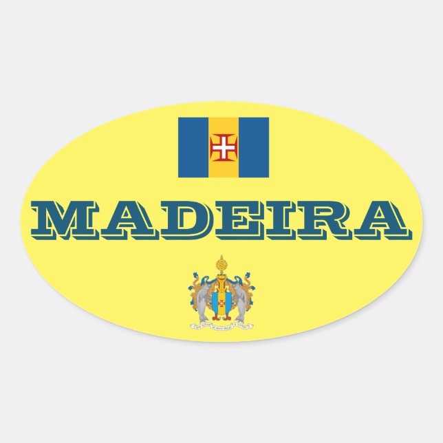 Madeira (Portugal) Pegatina de estilo ovalado euro (Anverso)