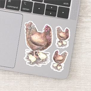 Madera acuarela Hen y Pegatinas vinícolas chicles