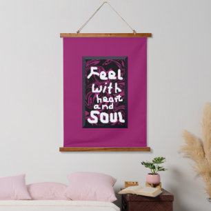 Madera de corazón y alma tostada tapiz de pared