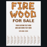 Madera de fuego de leña para la venta Flyer Tear o<br><div class="desc">Infórmese sobre su negocio de leña con estos llamativos volantes. Incluyen las palabras FIRE WOOD que se escriben en letras de estilo madera. El sencillo esquema de color marrón y blanco le dará a su negocio un aspecto profesional. Perfecto para colgar en cafeterías, centros comunitarios y otros tablones de anuncios...</div>