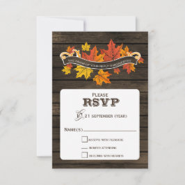 Madera de grano Boda de otoño rústica rsvp 3.5 x 5