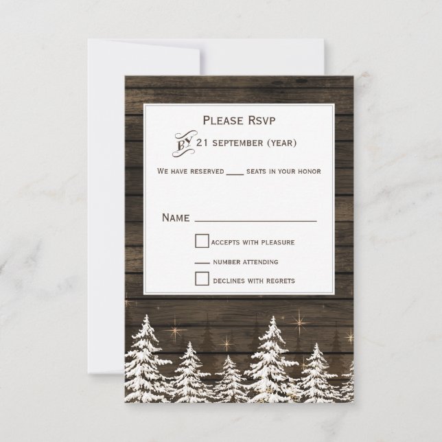 Madera de grano Rústico Pinos, rsvp estándar de in (Anverso)