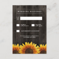 Madera de grano + Tarjetas Rastic Sunflower Weddin