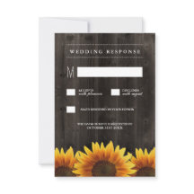 Madera de grano + Tarjetas Rastic Sunflower Weddin