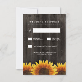 Madera de grano + Tarjetas Rastic Sunflower Weddin