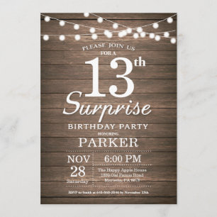 Madera de Invitación a los 13 Años Rustic Surprise