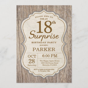 Madera de Invitación a los 18 Años Rustic Surprise