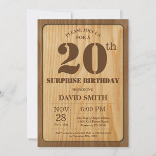 Madera de Invitación a los 20 Años de la Sorpresa 