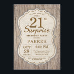 Madera de invitación de cumpleaños número 21 de Ru<br><div class="desc">Antecedentes de la Invitación a los Años 21 de la Semana de la Sorpresa Rustica.Fiesta de cumpleaños para adultos. Invitación a la fiesta de cumpleaños. 13.16.18.20.30.40.50.60.70.80.90.100,  Cualquier edad.
Para más personalización,  haga clic en el botón "Personalizar" y utilice nuestra herramienta de diseño para modificar esta plantilla.</div>