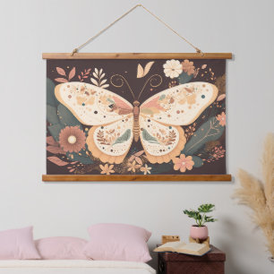 Madera de mariposa boho tocado tapiz de pared
