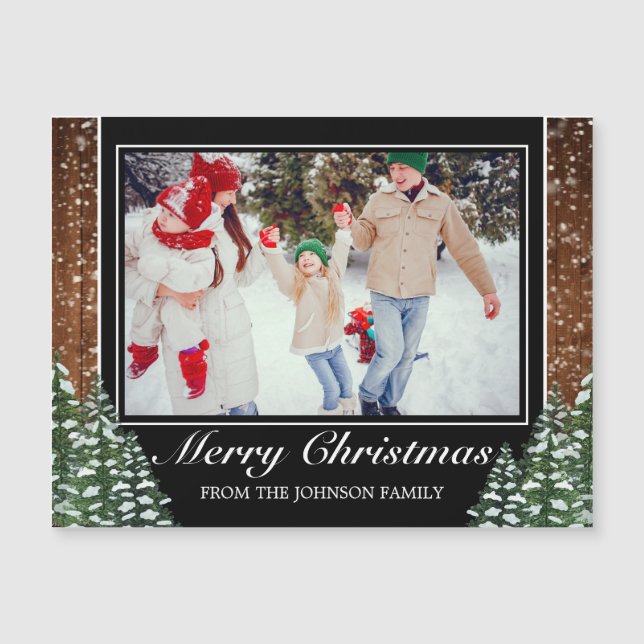 Madera de nieve y foto forestal Feliz saludo de Na (Anverso)