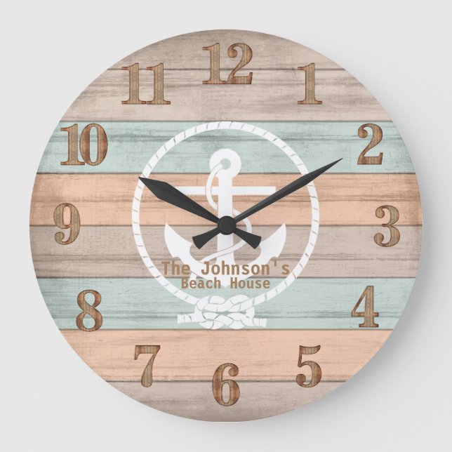Madera de playa Bandas Náuticas y Reloj Grande Anc (Anverso)