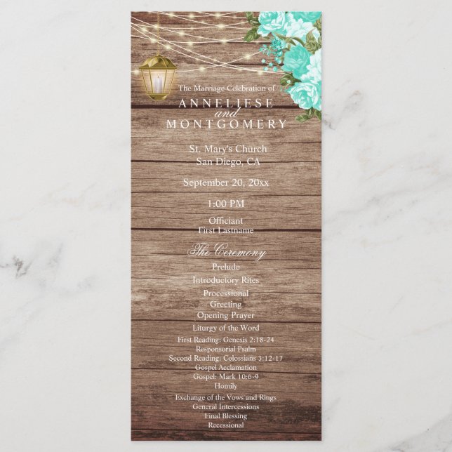 Madera desgastada y linterna - Turquesa - Programa (Anverso)