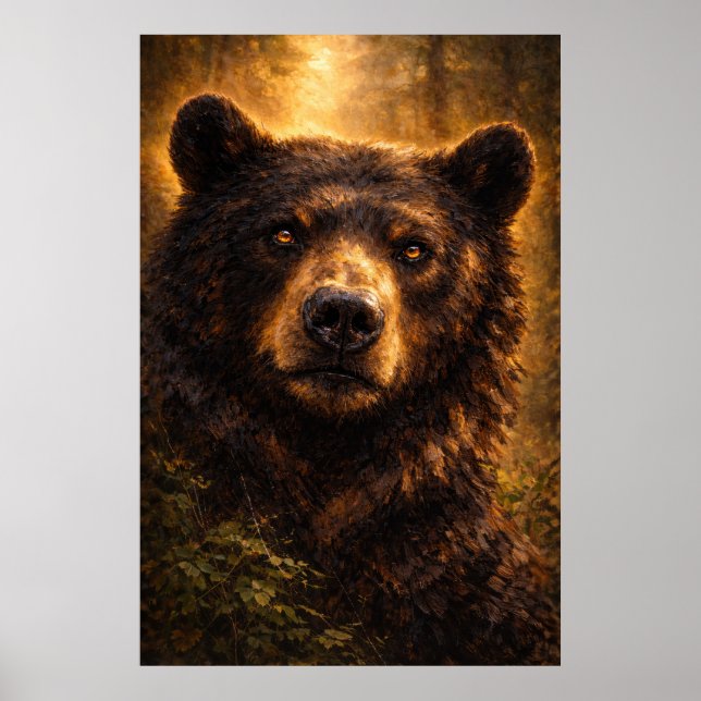 Madera Dorada | Arte de Vida Silvestre de Oso | Ca (Frente)