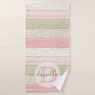 Madera floral Rústica Verde y Rosa Personalizada