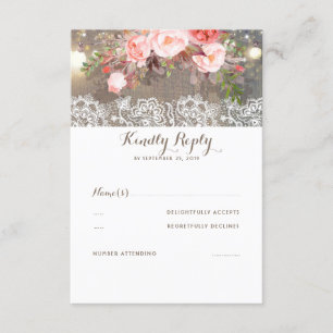 Madera floral y bodas de encaje RSVP
