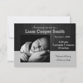 Madera gris/negra con foto - Anuncio de nacimiento