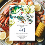 Madera hirviendo 40 invitaciones de cumpleaños<br><div class="desc">¡Celebra su hito 40 cumpleaños con una memorable hierba de marisco! Nuestras exclusivas invitaciones de cumpleaños número 40 están diseñadas para él, con un ilustracion acuarela de cangrejo, camarón y cangrejo. Perfecto para una ebullición en un país bajo o un fiesta con temática cajún, estas invitaciones marcan el tono para...</div>