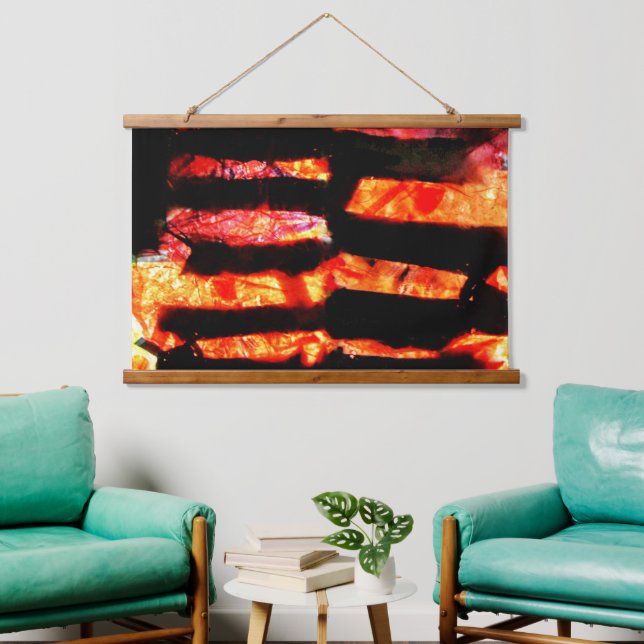 Madera naranja brillante Tapiz de pared, tiras (Sala de estar)