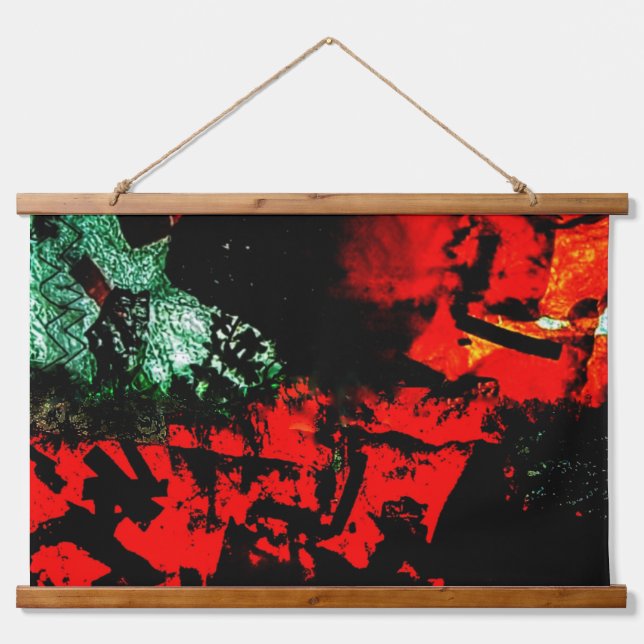 Madera naranja iluminada tapizada tapiz de pared,  (Anverso )