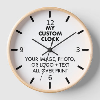 Madera NATURAL de reloj personalizado, manos NEGRA