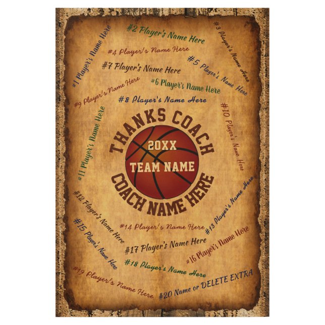 Madera Póster Personalizado de Baloncesto, Chapa de Mader (Anverso)