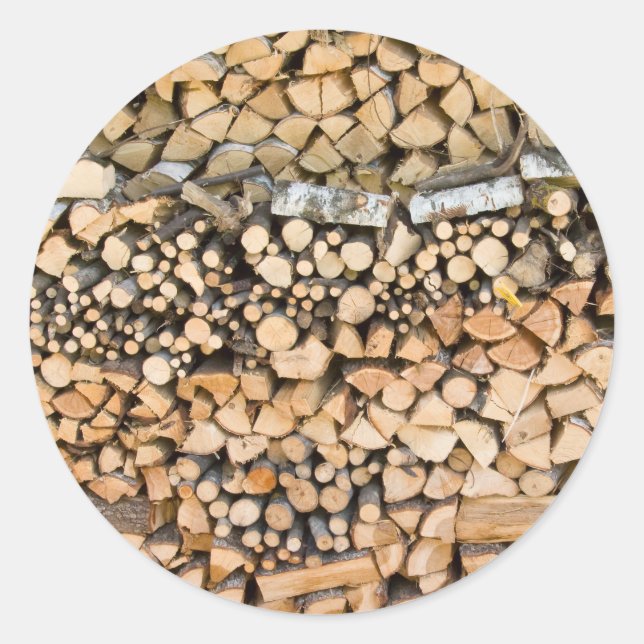 Madera recortada en un pegatina de montón redondo (Anverso)