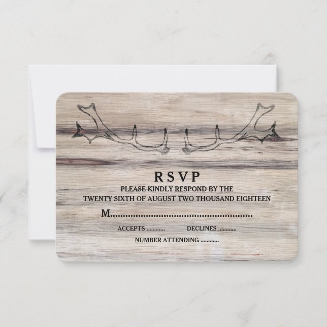 Madera Rusa | Tarjeta RSVP de boda de venado (Anverso)
