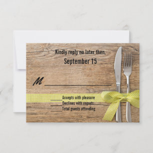 Madera rústica con tarjeta RSVP Wedding Silverware
