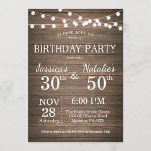 Madera rústica de cumpleaños de la invitación