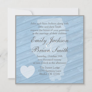 Madera rústica Invitaciones de boda azul Illinois