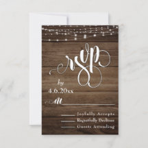 Madera Rústica, Luces Blancas & Letra, RSVP