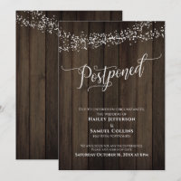 Madera Rústica, Luces Elegante Tarjeta Boda Postpo