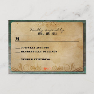 Madera rústica RSVP de la turquesa de la bicicleta