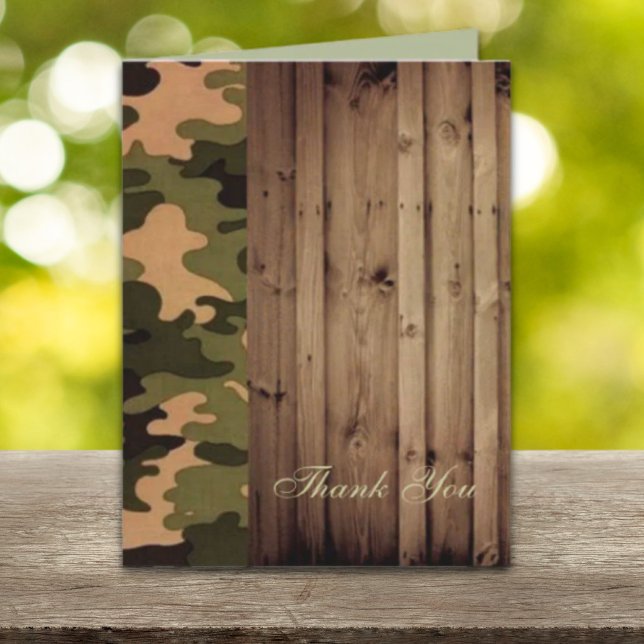 madera rústica western Camo Boda agradecimiento (rustic wood western Camo Wedding thank you)