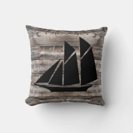 madera rústica y BARCO DE CORREO | COJÍN DECORATIV