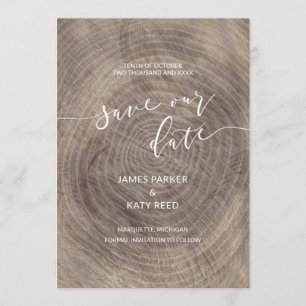 Madera rústica y elegante salven la tarjeta de fec