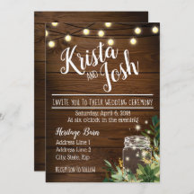 Madera rústica y exitosa invitación a la boda