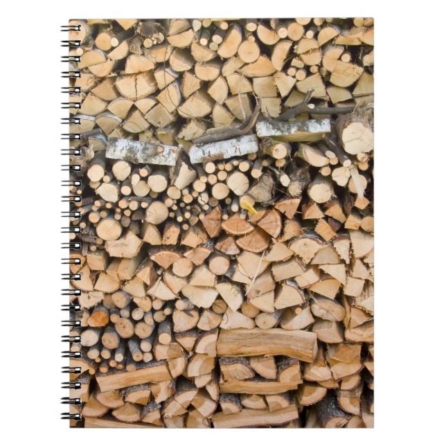 Madera tajada en un cuaderno de la pila (Frente)