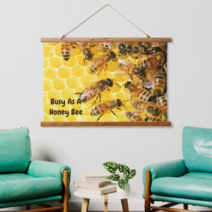 Madera Topada Tapiz De Muro Ocupado Como Abeja De 