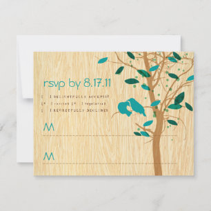 Madera veteada con pájaros de amor RSVP