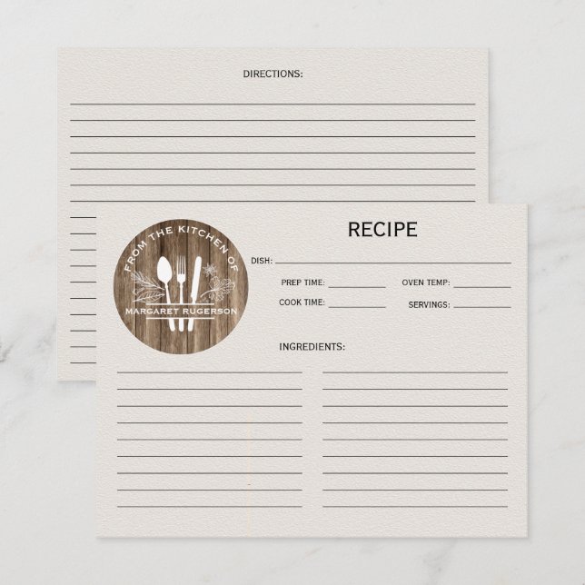 Madera veteada de la cocina de la receta del monog (Anverso / Reverso)