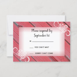 Madera y flores rojas Bodas de campo RSVP