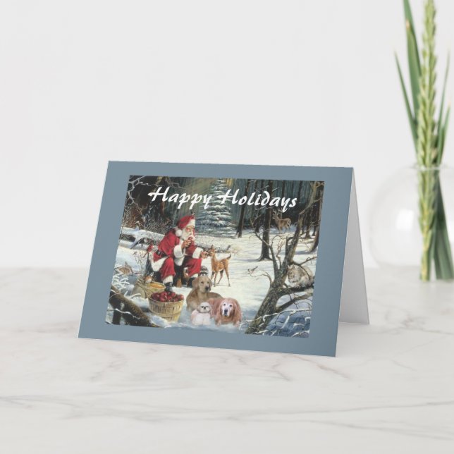 Maderas Santa de la tarjeta de Navidad del golden (Anverso)